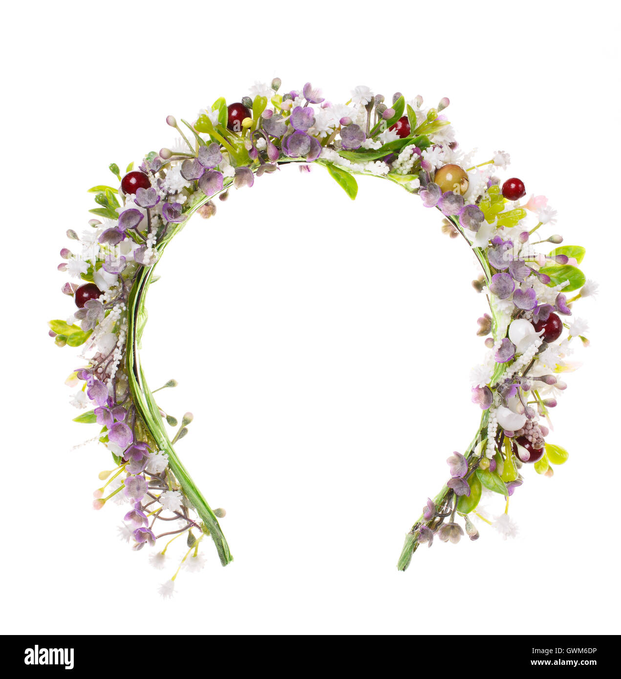 Hair accessories. Artificial flowers hoop. Beauty. Fashion. isolated on white Stock Photo
