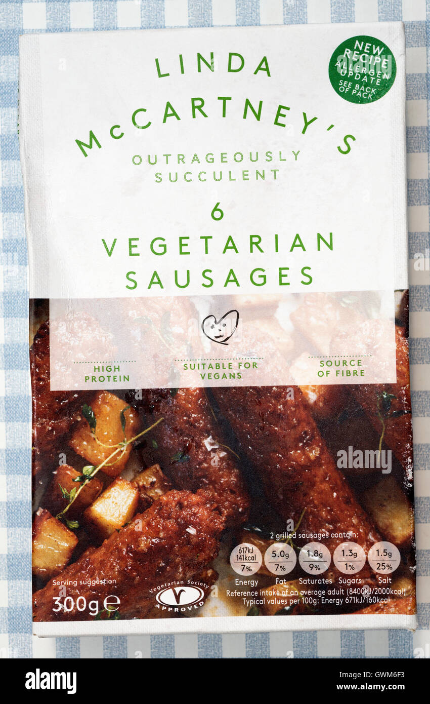 Linda McCartney's vegetarian sausages Stock Photo