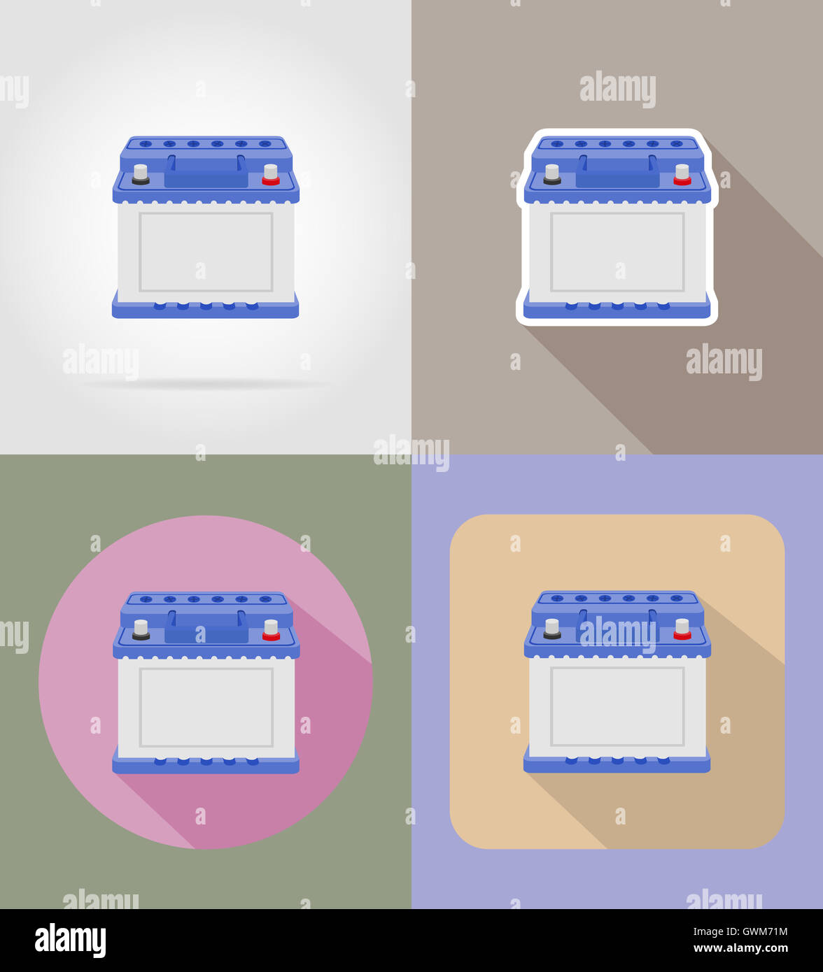 car battery flat icons illustration isolated on background Stock Photo Alamy