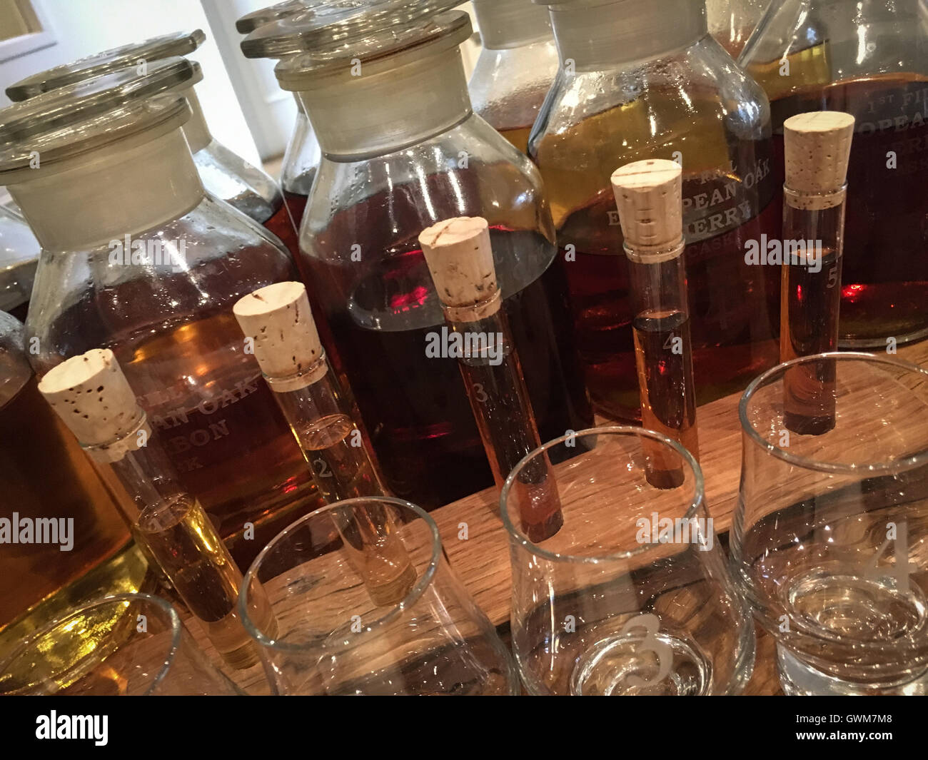 Mixing single malt cask strength whisky at Glengoyne Scottish malt