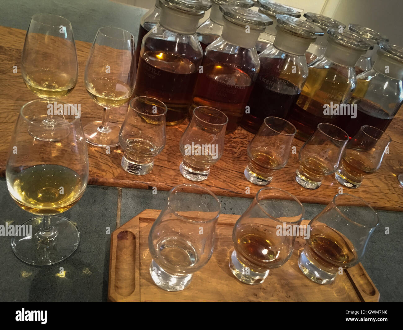 Mixing single malt cask strength whisky at Glengoyne Scottish malt