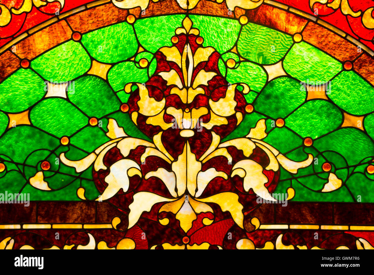 Bitteroot stained glass, Montana State Capitol, Helena, Montana Stock