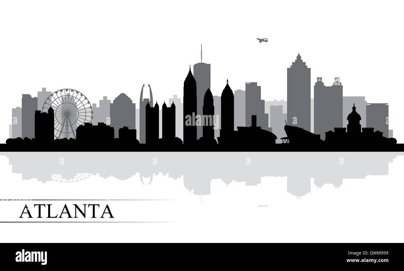 Atlanta city skyline silhouette background Stock Vector