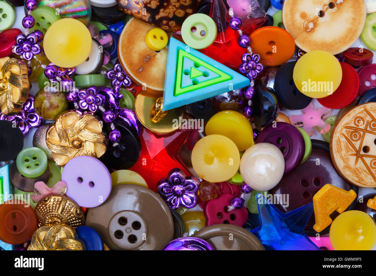 Miscellaneous buttons and beads for arts and crafts Stock Photo Alamy