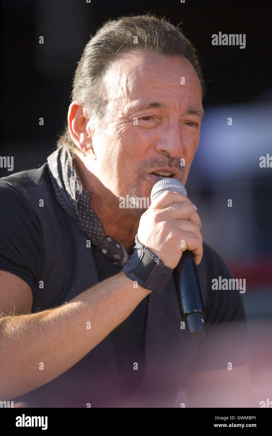 Bruce Springsteen performing live in concert at Hampden Park Stadium in