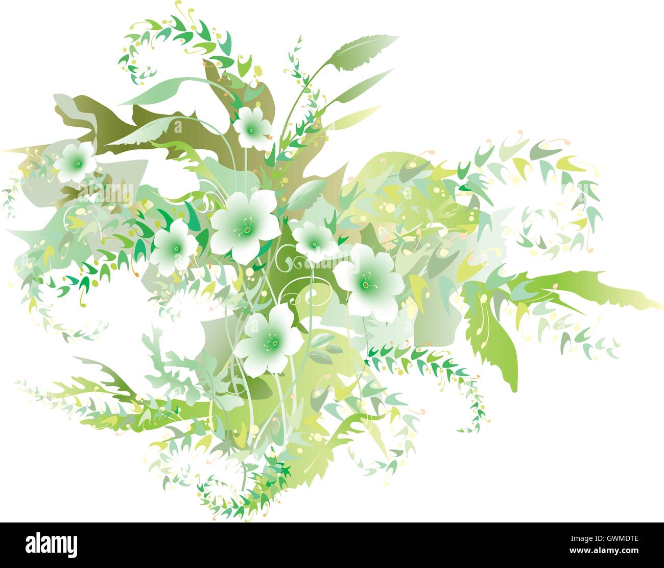 Delicate floral verdure. Color bright decorative background vector illustration EPS-8. Stock Vector