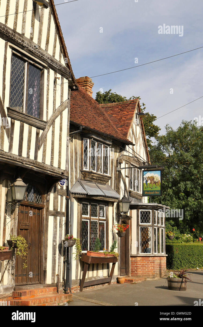 The Woolpack village pub. Coggeshall, Essex, Britain, UK Stock Photo