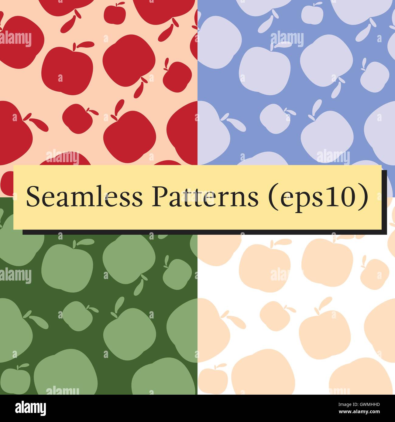 Seamless pink patterns set of background with apples Stock Vector Image ...