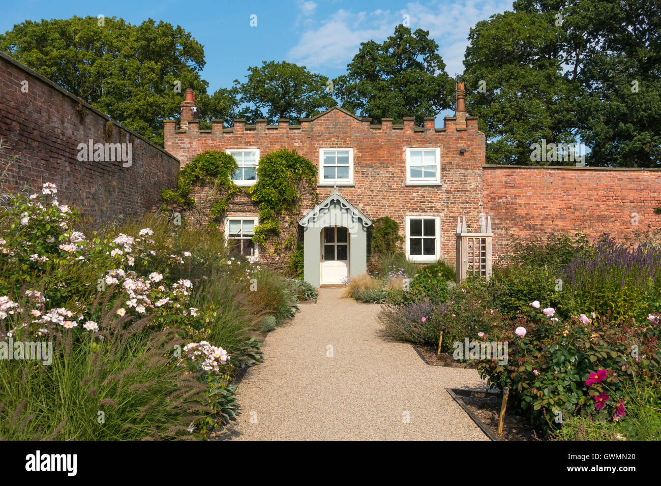 The Gardeners Cottage at the Walled Rose Garden Wynyard Hall Tees Valley England UK Stock Photo