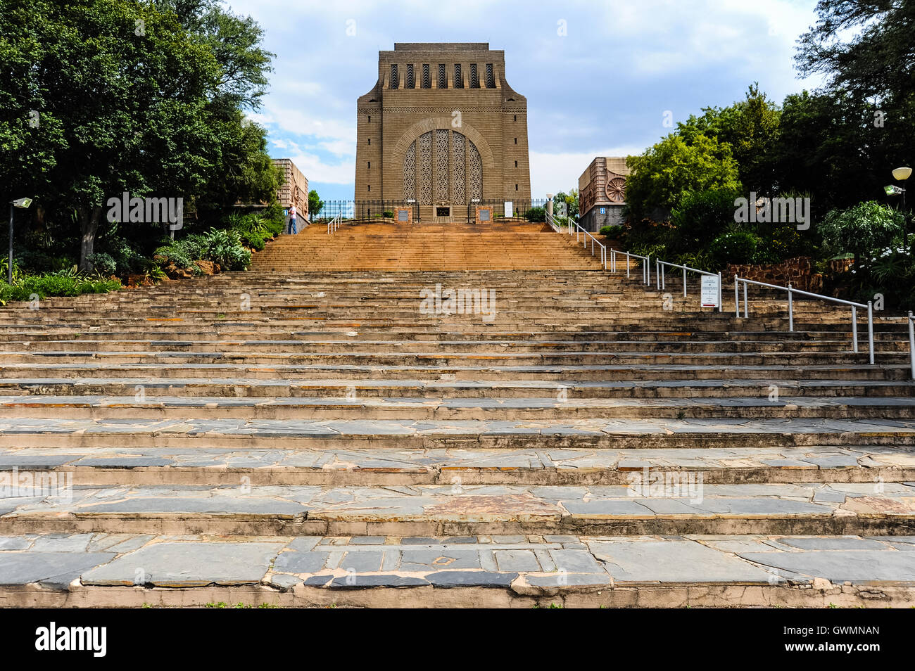 The Voortrekker Monument is situated in Pretoria, South Africa. Built in memory of the Voortrekkers, pioneers who left the Cape Colony in the thousands between 1835 and 1854. Stock Photo