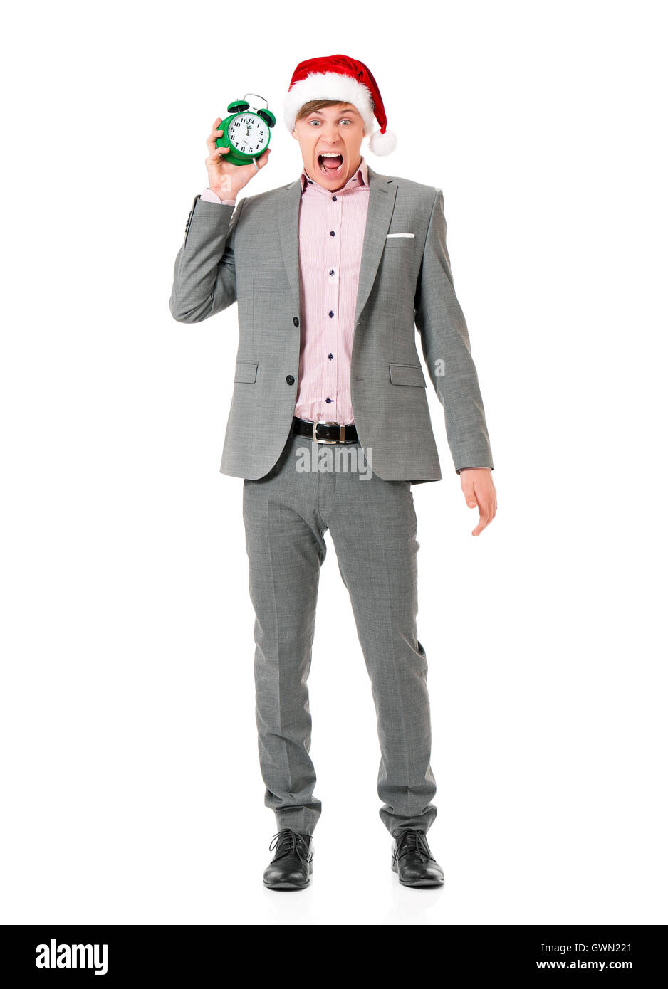 Businessman wearing Santa Claus hat Stock Photo - Alamy