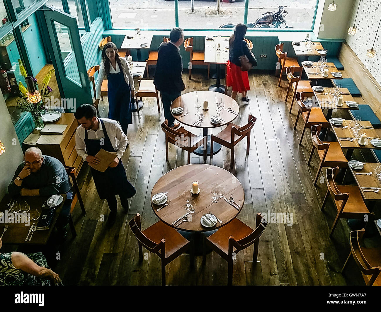 Diners inside the Michelin Starred restaurant Ox, Belfast Stock Photo