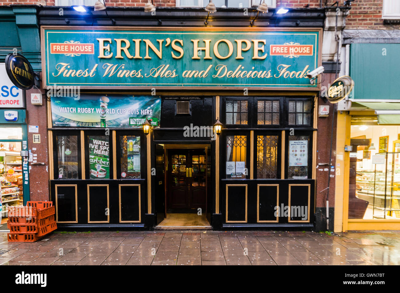 Erin's Hope, an Irish pub on the Edgware Road, London. Stock Photo
