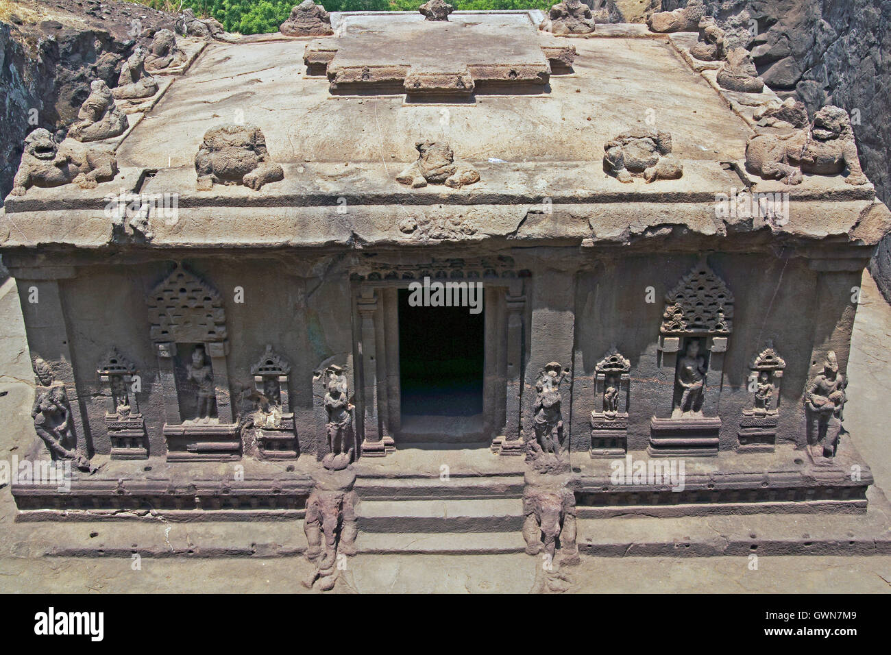 Hindu temple carved out of solid rock. Cave number 15 (Dashavatar