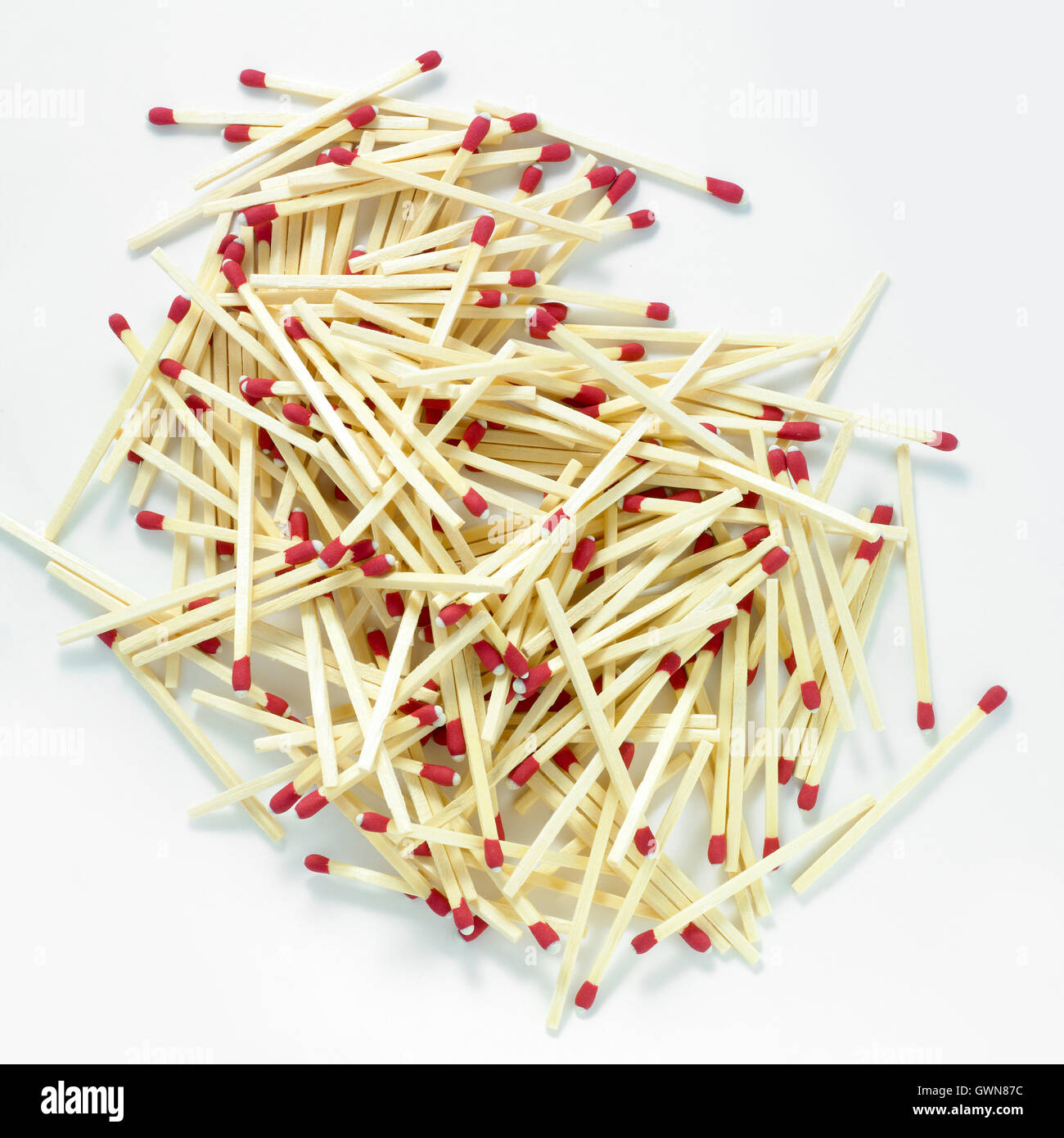 stack of matches isolated on a white background Stock Photo