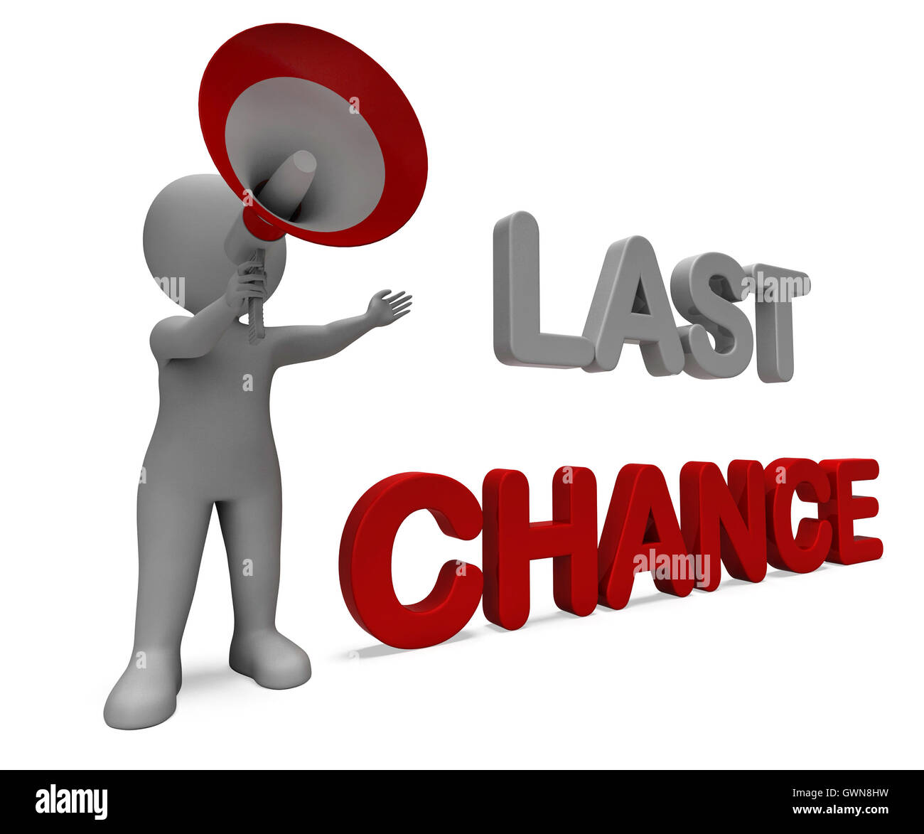 Last Chance Character Shows Warning Final Opportunity Or Act Now Stock Photo