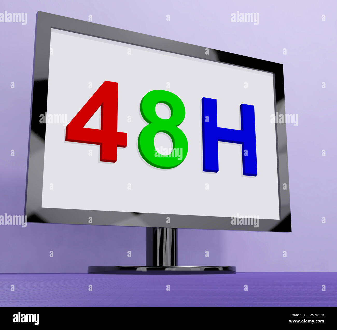 Forty Eight Hour On Monitor Shows 48h Service Stock Photo