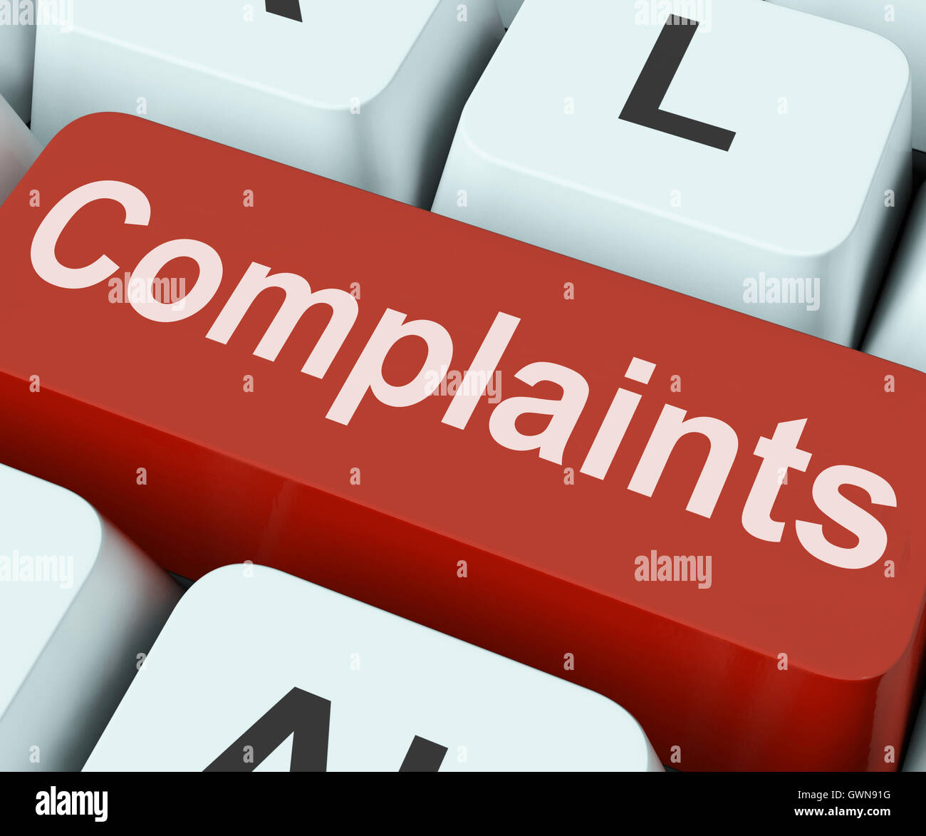 Complaints Key Shows Complaining Or Moaning Online Stock Photo