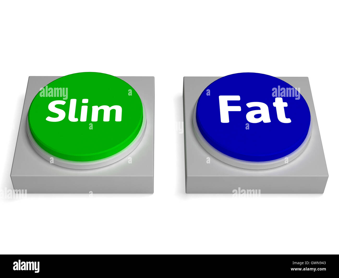 Slim Fat Buttons Shows Thin Or Overweight Stock Photo