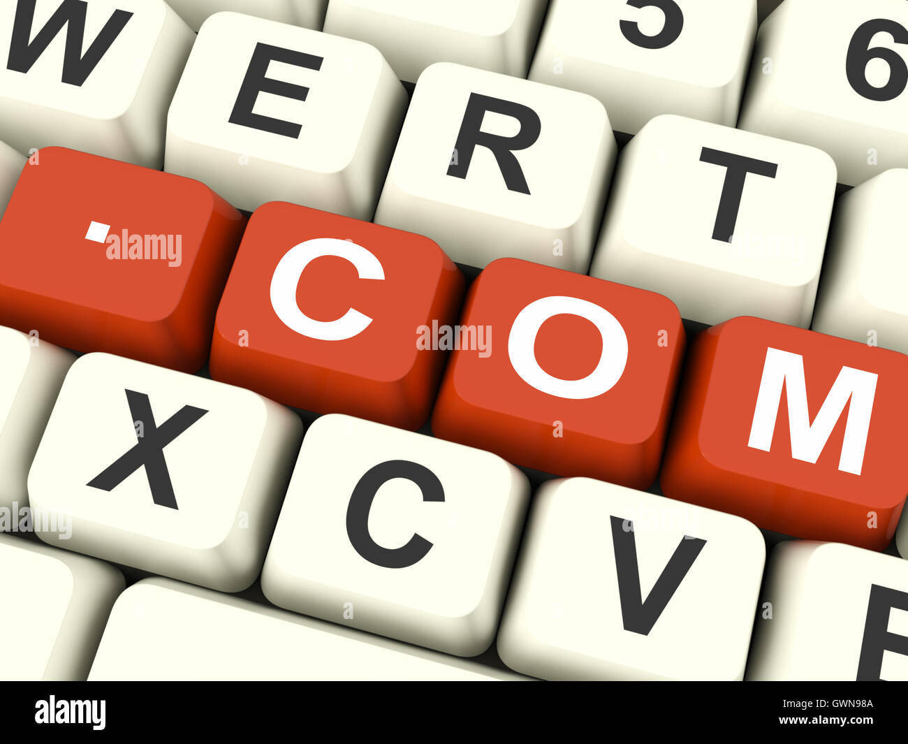 Com Key Shows Web Domain Name Stock Photo