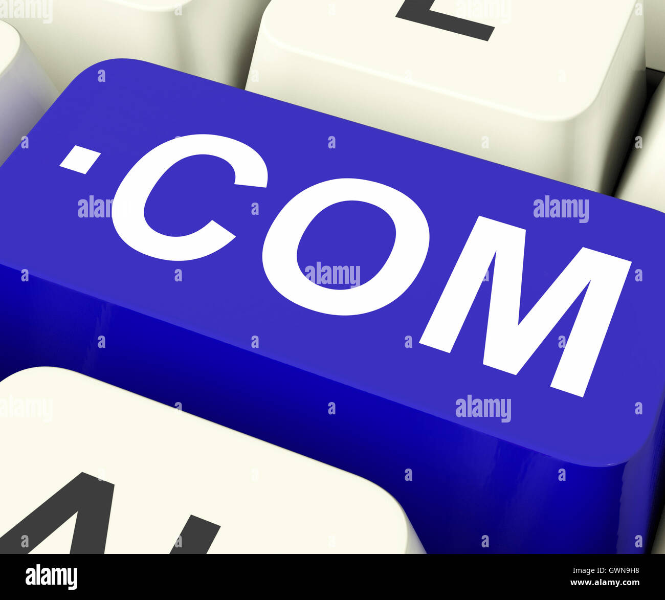 Com Keys Means Web Domain Name Stock Photo