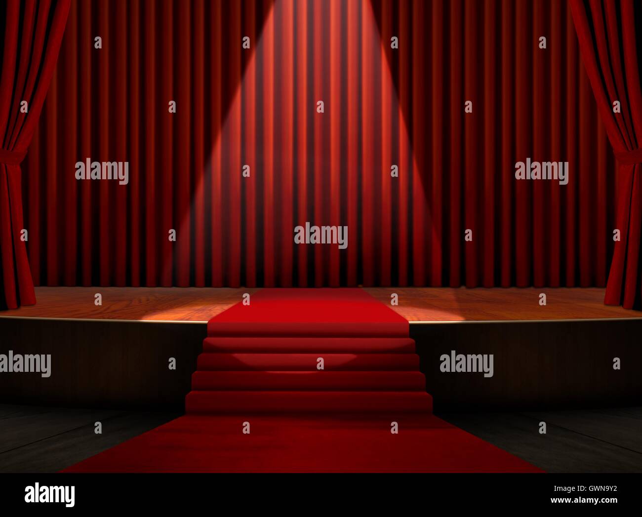 Red Carpet on Stage with Spotlight Stock Photo Alamy