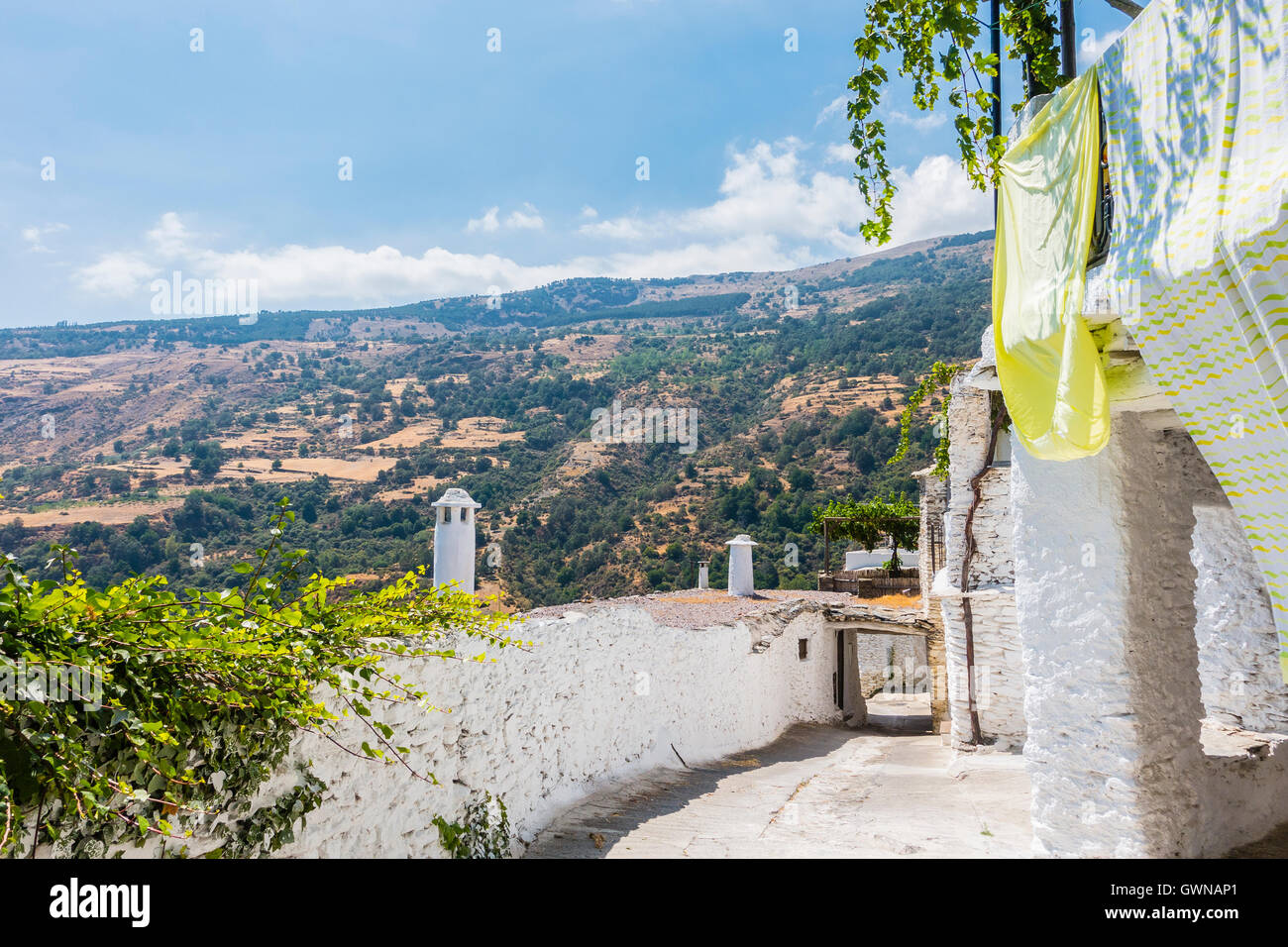 Unique chimneys of Capileira, Spain, a "white village Stock Photo Alamy