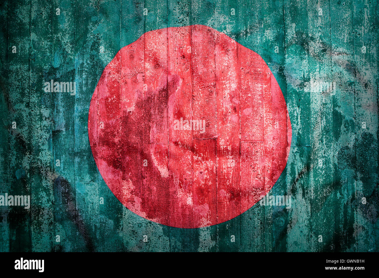 Grunge style of Bangladesh flag on a brick wall for background Stock