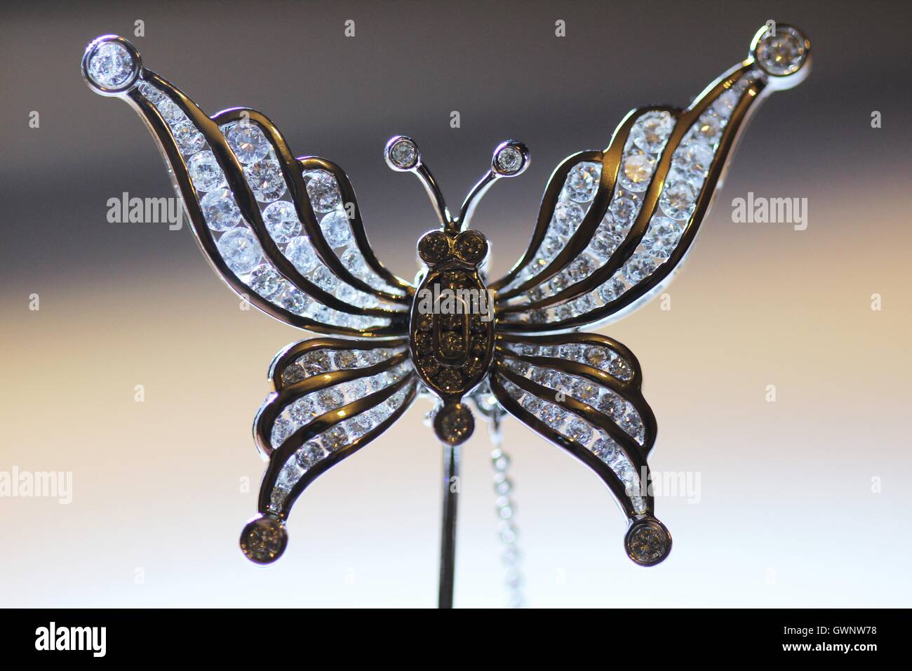 Diamond Butterfly Stick pin brooch Stock Photo Alamy