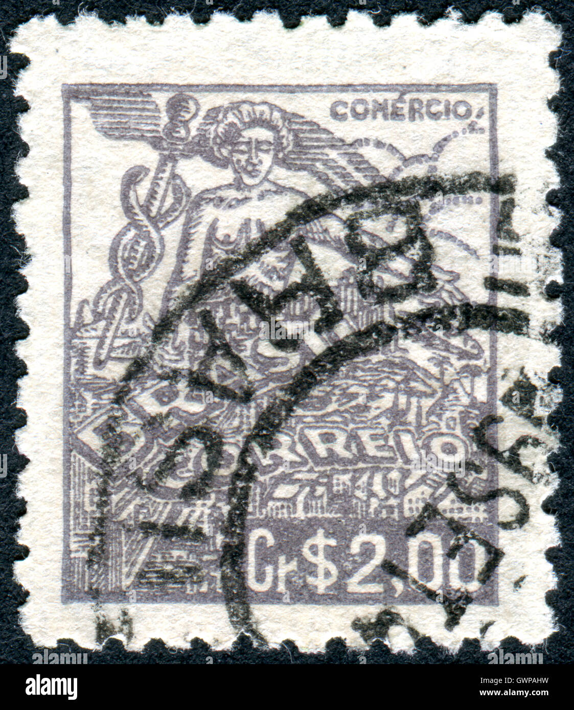 BRAZIL - CIRCA 1946: Postage stamp printed in Brazil, devoted to commerce, circa 1946 Stock Photo