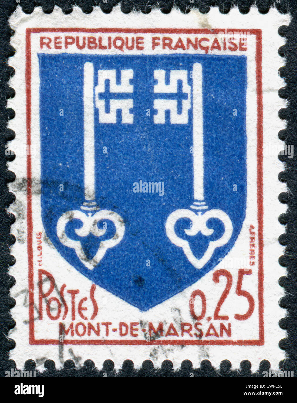 FRANCE CIRCA 1966 Postage stamp printed in France, shows the coat of