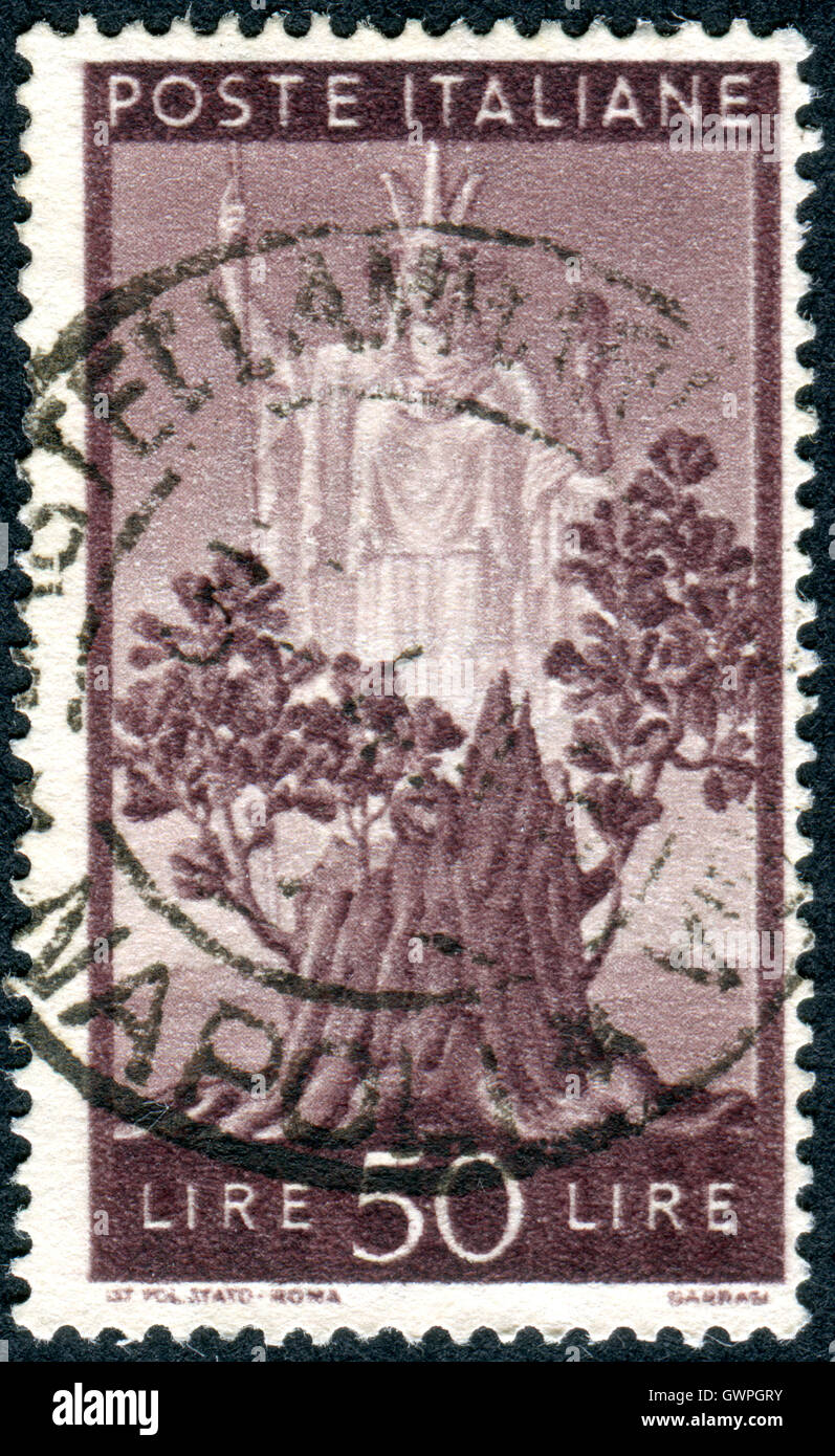 ITALY CIRCA 1945 Postage stamp printed in Italy, shown "Italia" and
