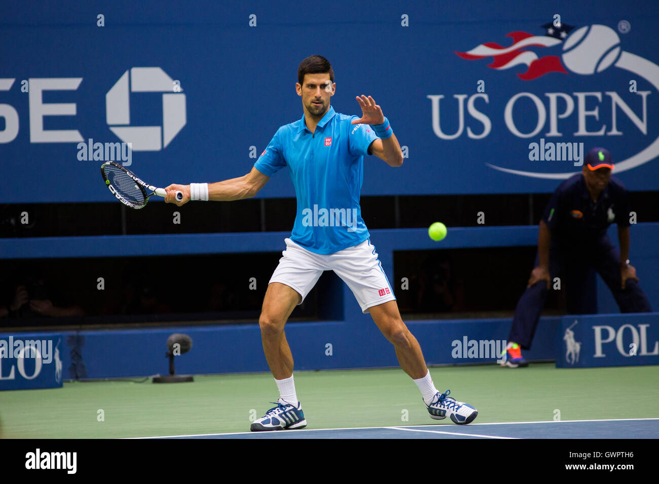 Novak Djokovic (SRB) competing in the 2016 US Open Men's Final Stock
