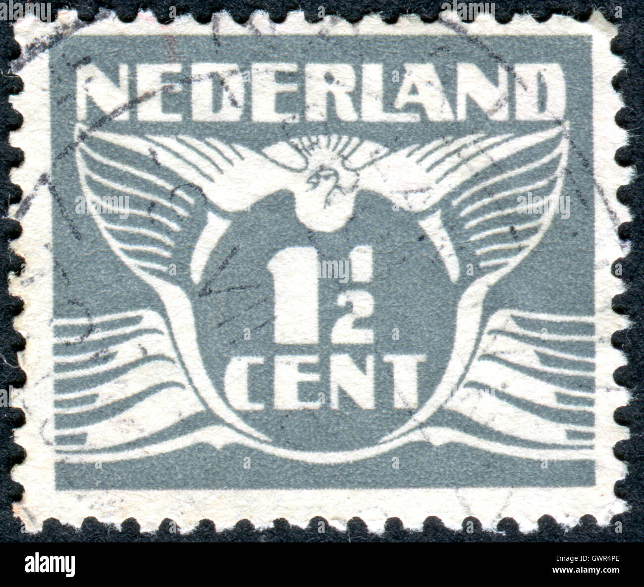A stamp printed in the Netherlands, shows the value of a postage stamp