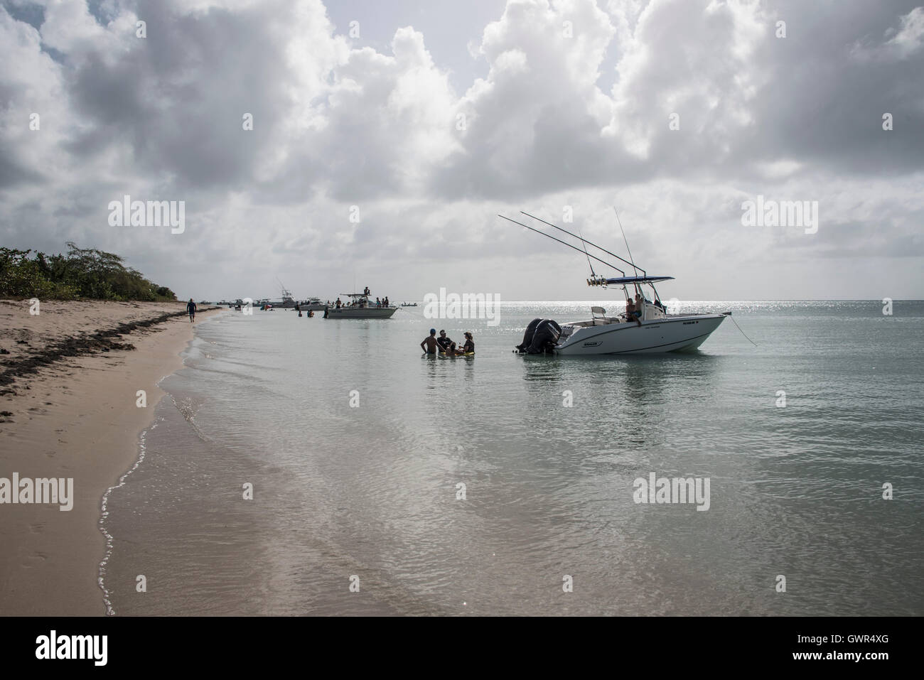 Puerto Rico, Combate Beach, weekend Picnic, boat, beach, Stock Photo