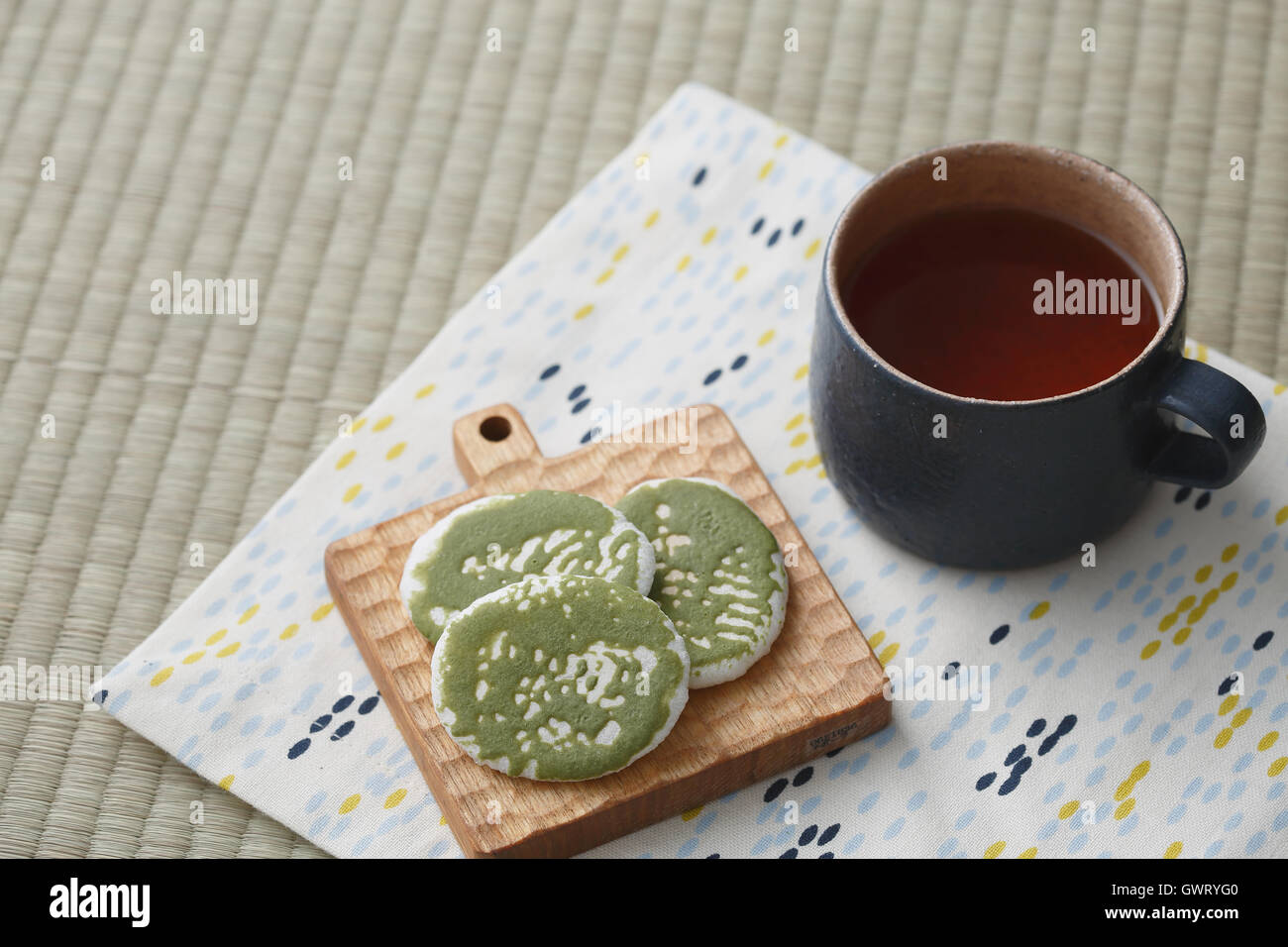 Tea and Japanese pastry Stock Photo Alamy