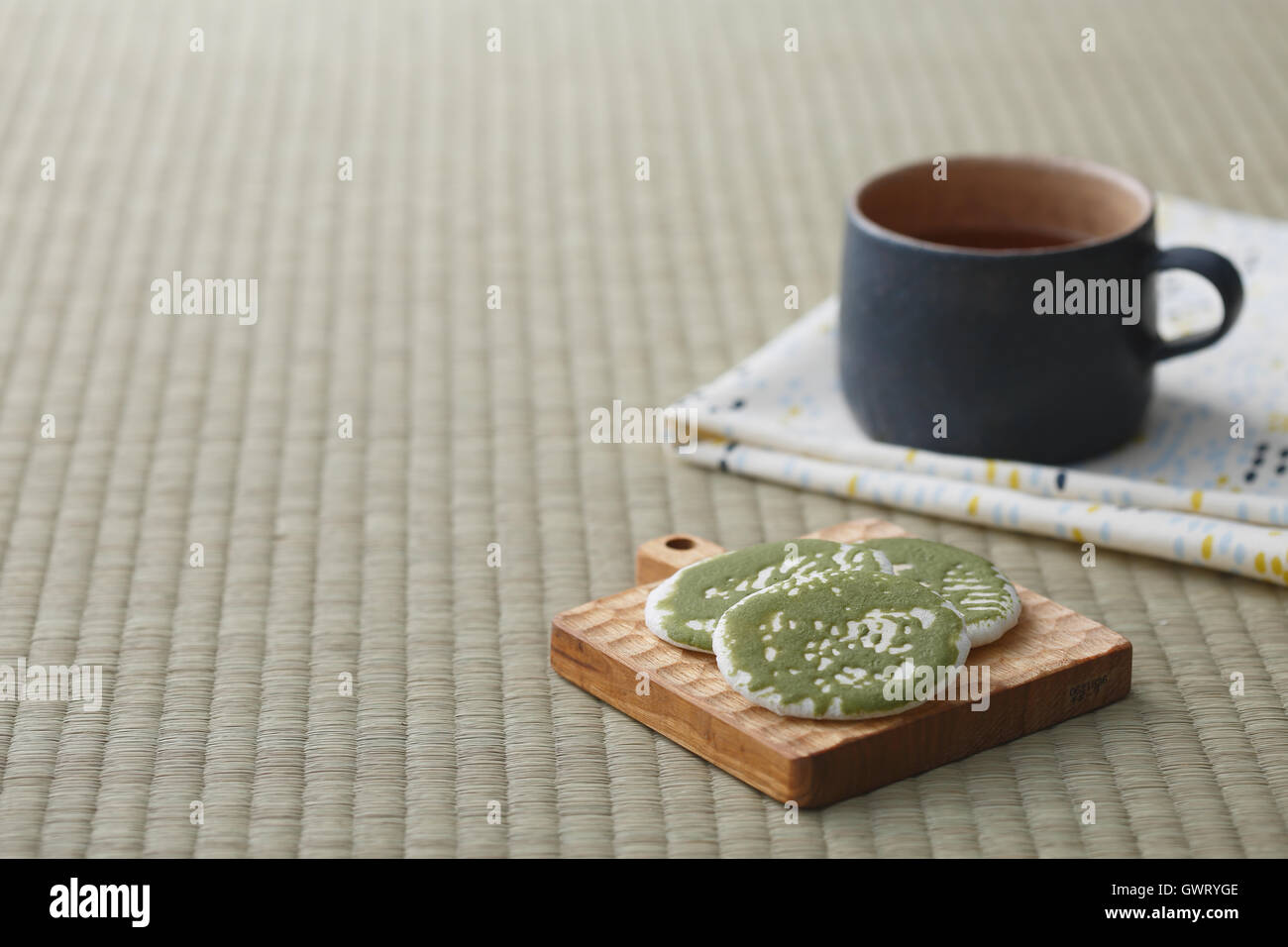 Tea and Japanese pastry Stock Photo