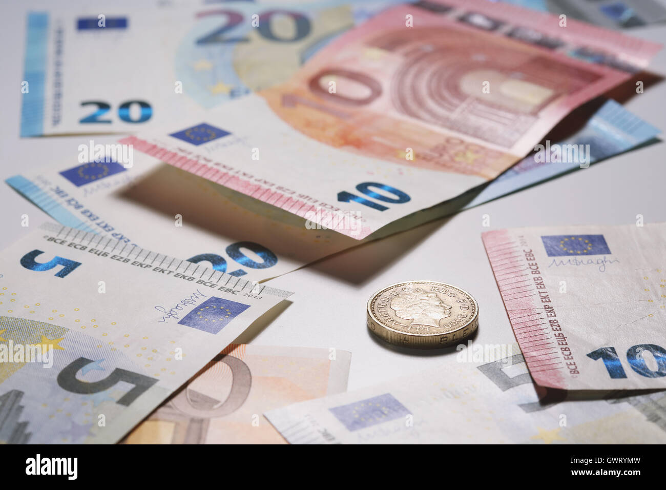 Euro and Pounds Stock Photo