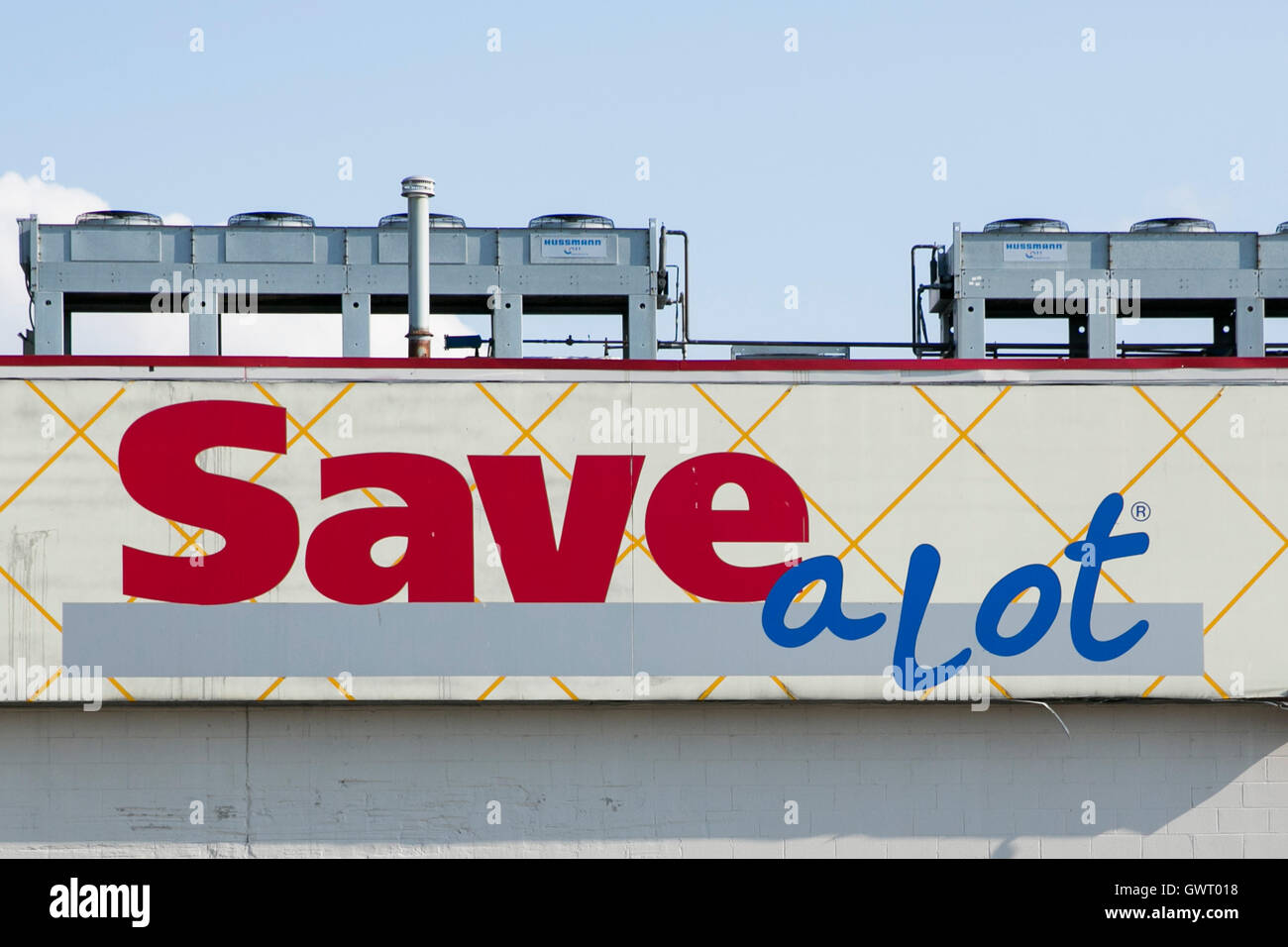 A logo sign outside of a Save-A-Lot grocery store in Northwood, Ohio on July 16, 2016. Stock Photo