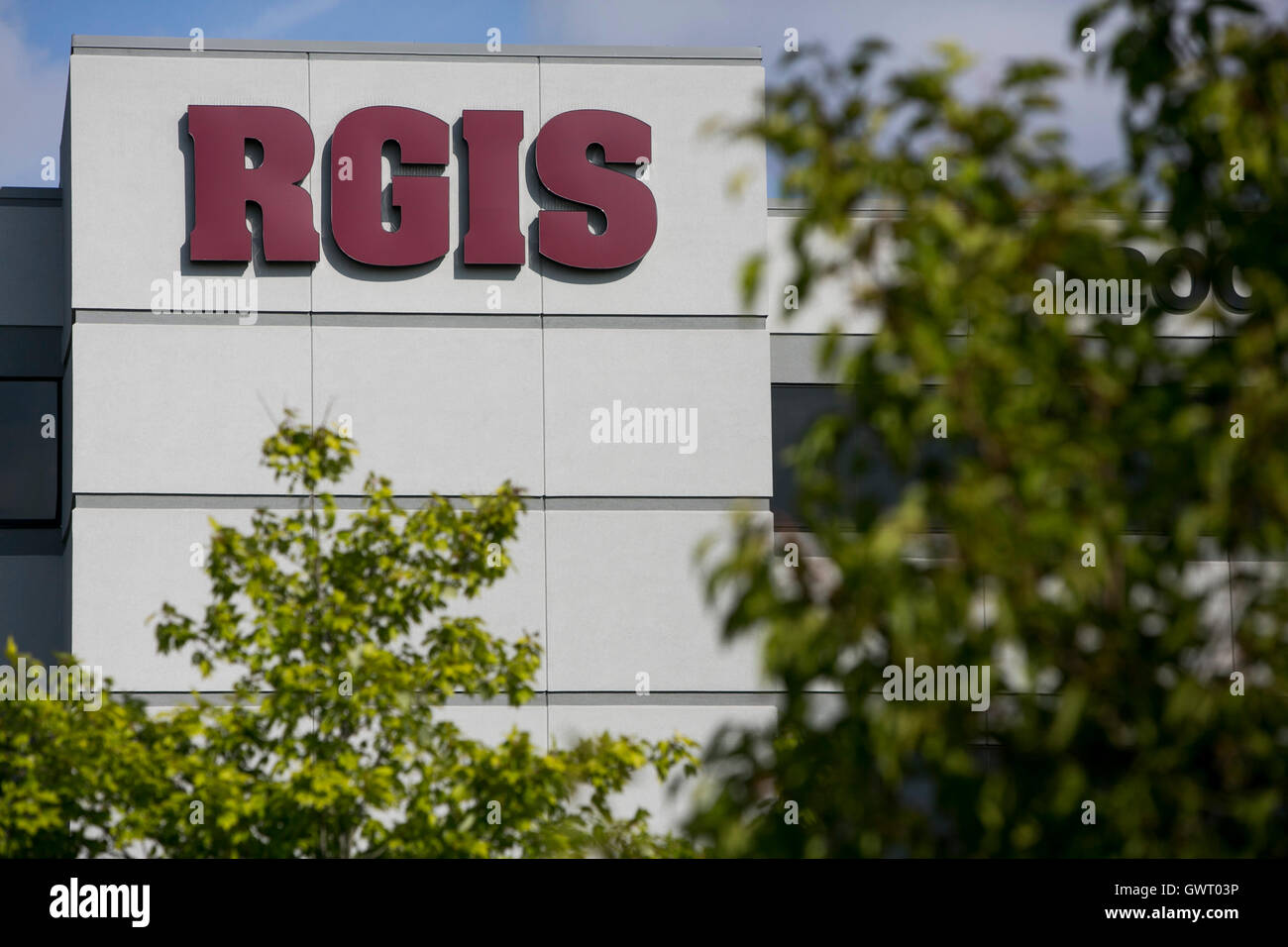 A logo sign outside of the headquarters of RGIS Inventory Specialists in Auburn Hills, Michigan on July 17, 2016. Stock Photo