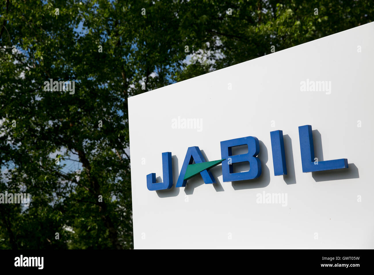 A logo sign outside of a facility occupied by Jabil Circuit, Inc., in Auburn Hills, Michigan on July 17, 2016. Stock Photo