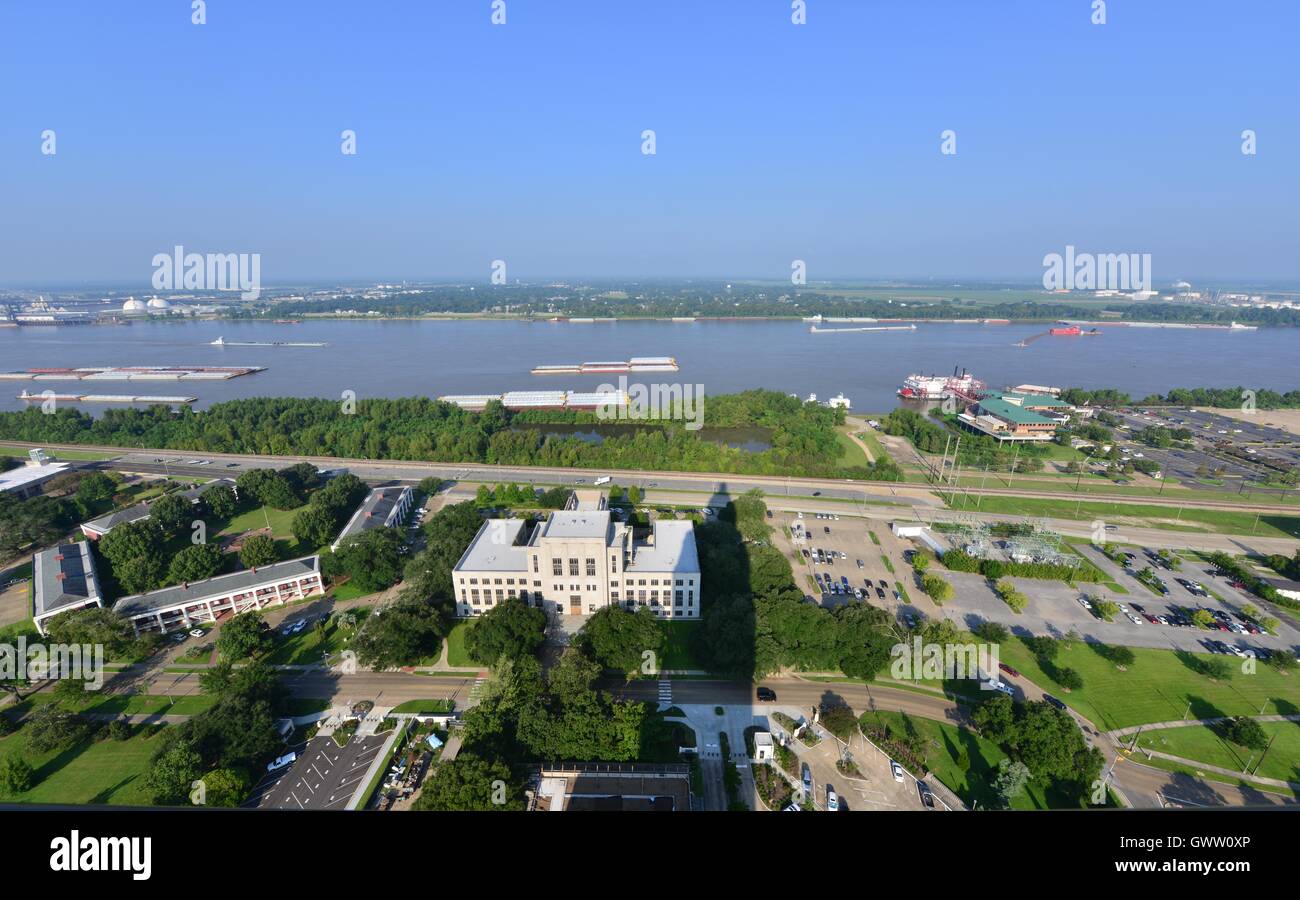 Views from the top of the Louisiana state capital building in Baton Rouge. Stock Photo
