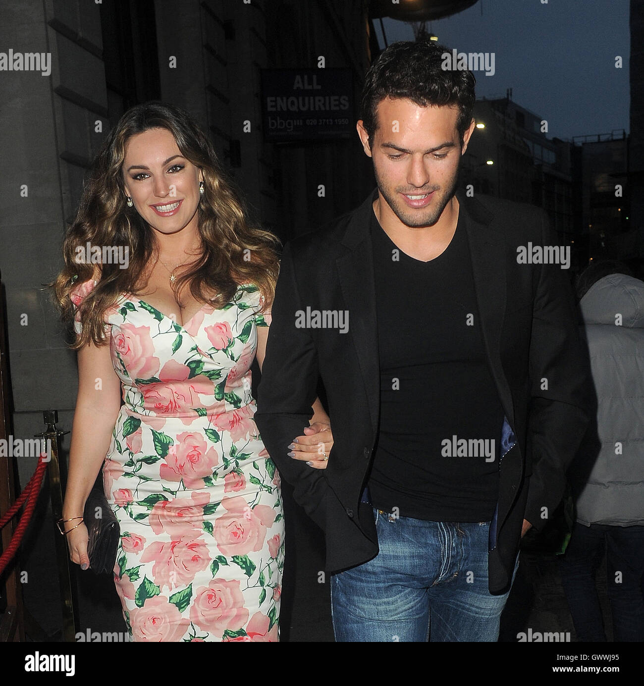 Kelly Brook and boyfriend arriving at Steam & Rye Goes Tropical - party