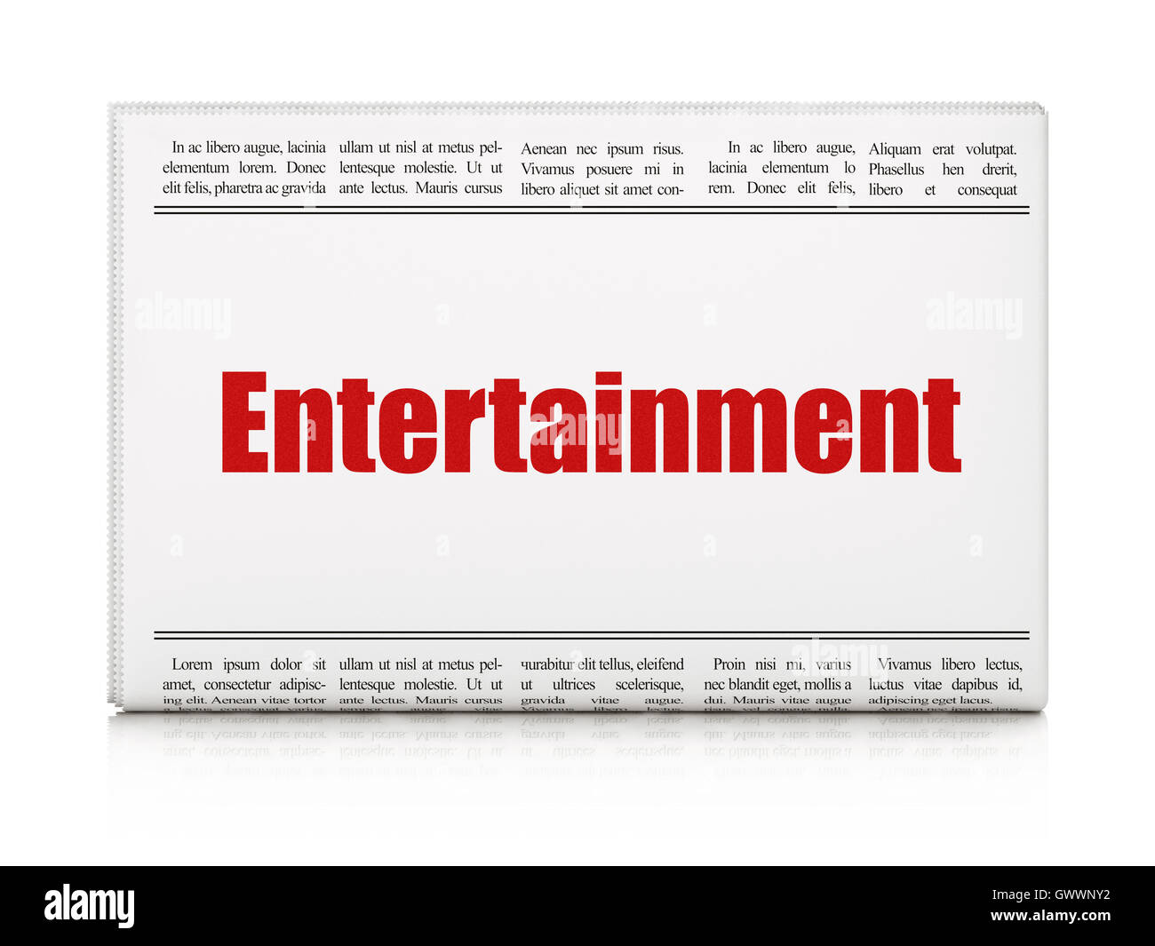 Entertainment, concept: newspaper headline Entertainment Stock Photo