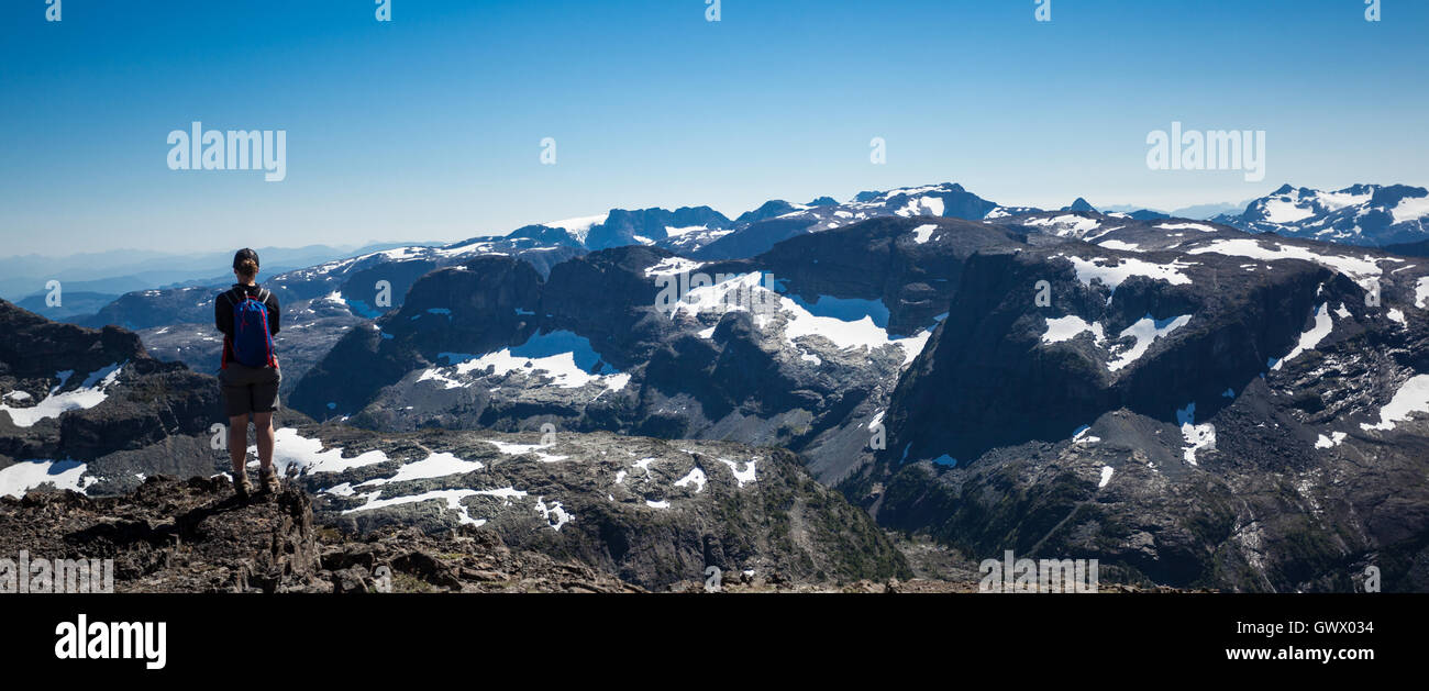 Taking in the view, Strathcona Park, British Columbia Canada Stock Photo