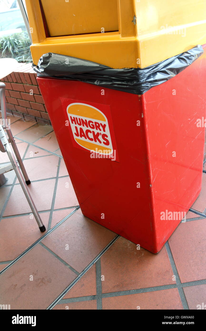 Hungry Jack's Burger King Rubbish bin Stock Photo