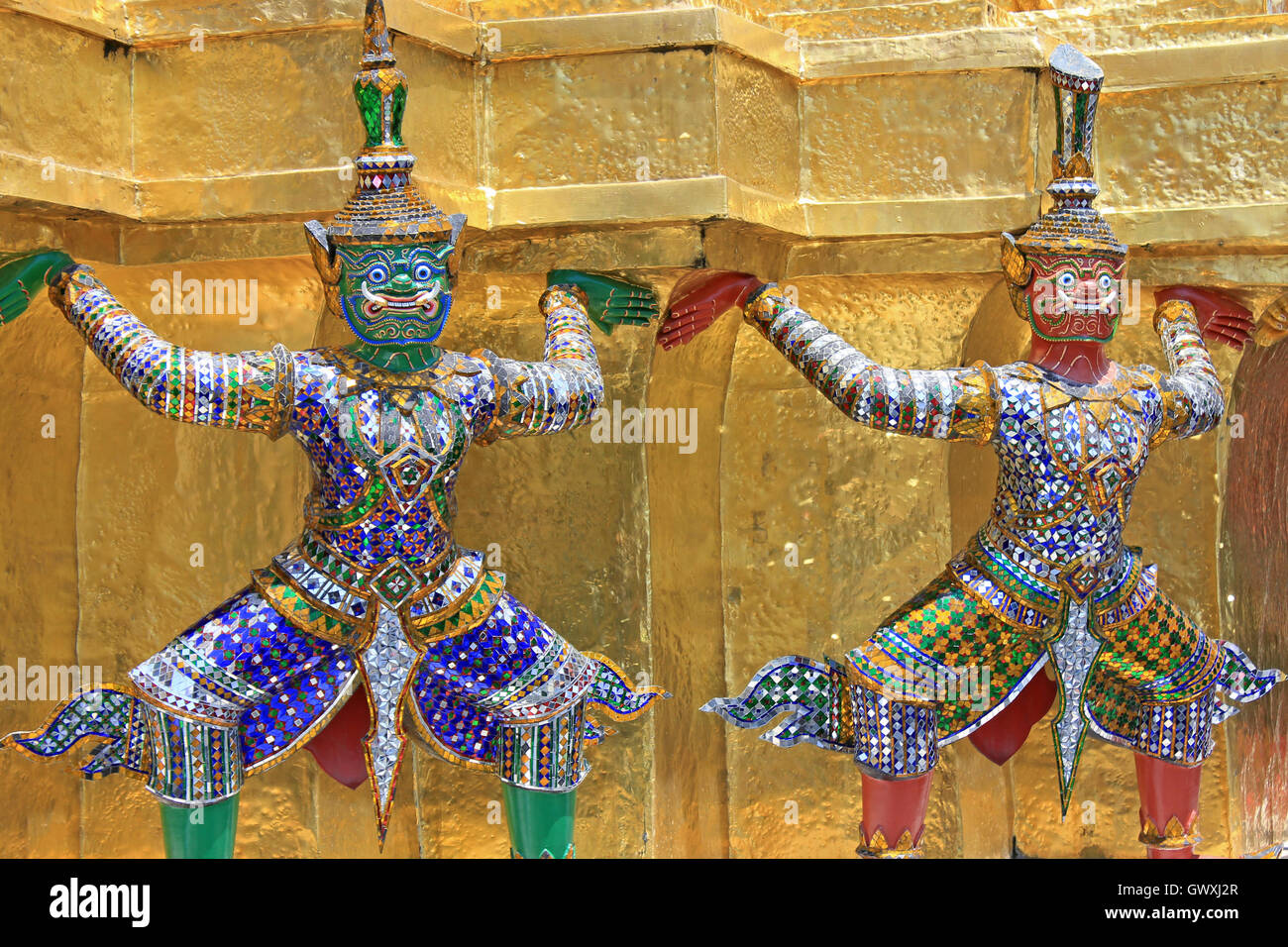 Demon Guardian Figures At Wat Phra Kaew, Bangkok Stock Photo