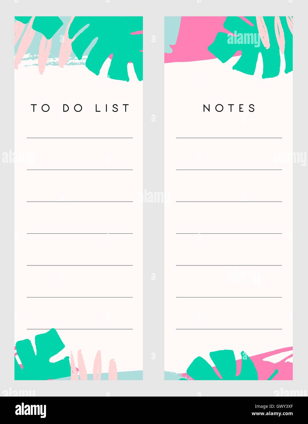 printable notes and to do list template designs decorated with hand