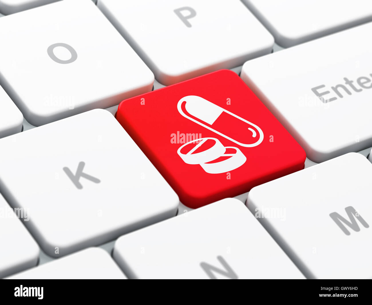 Healthcare concept: Pills on computer keyboard background Stock Photo ...