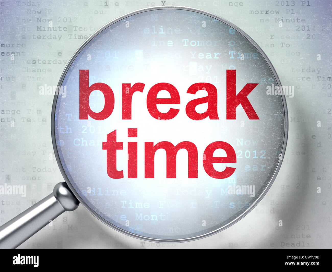 Timeline concept: Break Time with optical glass Stock Photo - Alamy